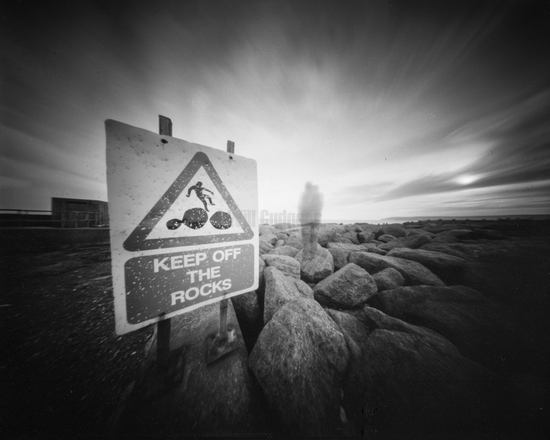 "Keep off the rocks - Pinhole photo." stock image