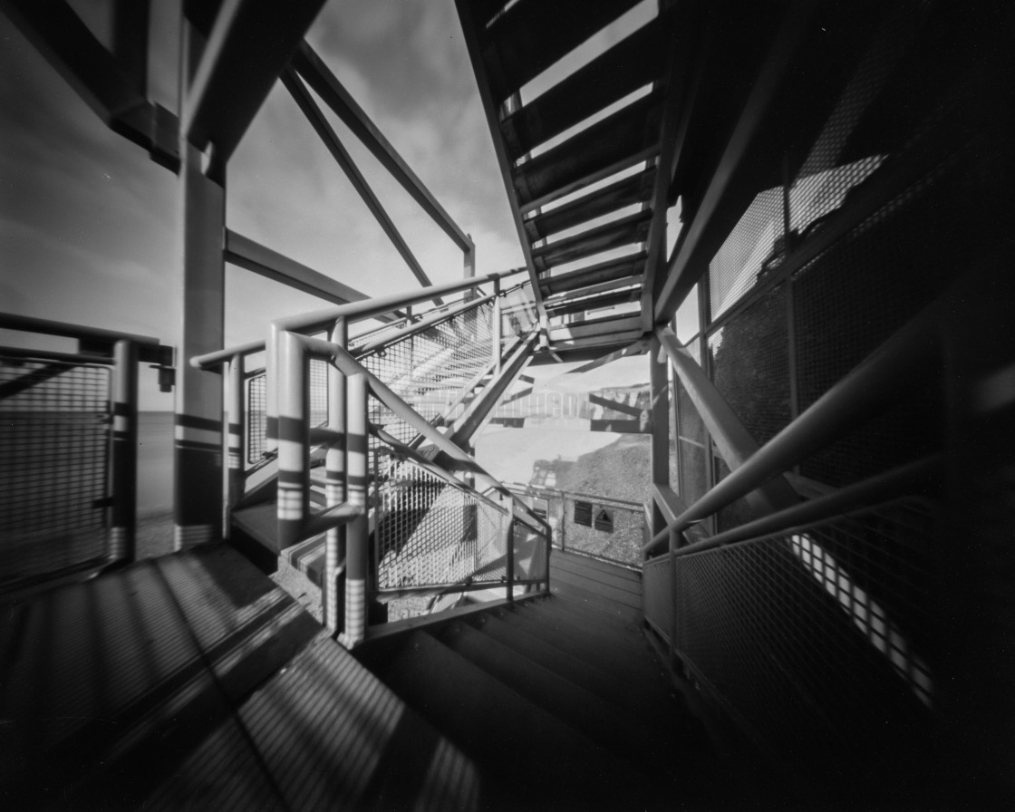 "Steps to the beach - Pinhole photo." stock image