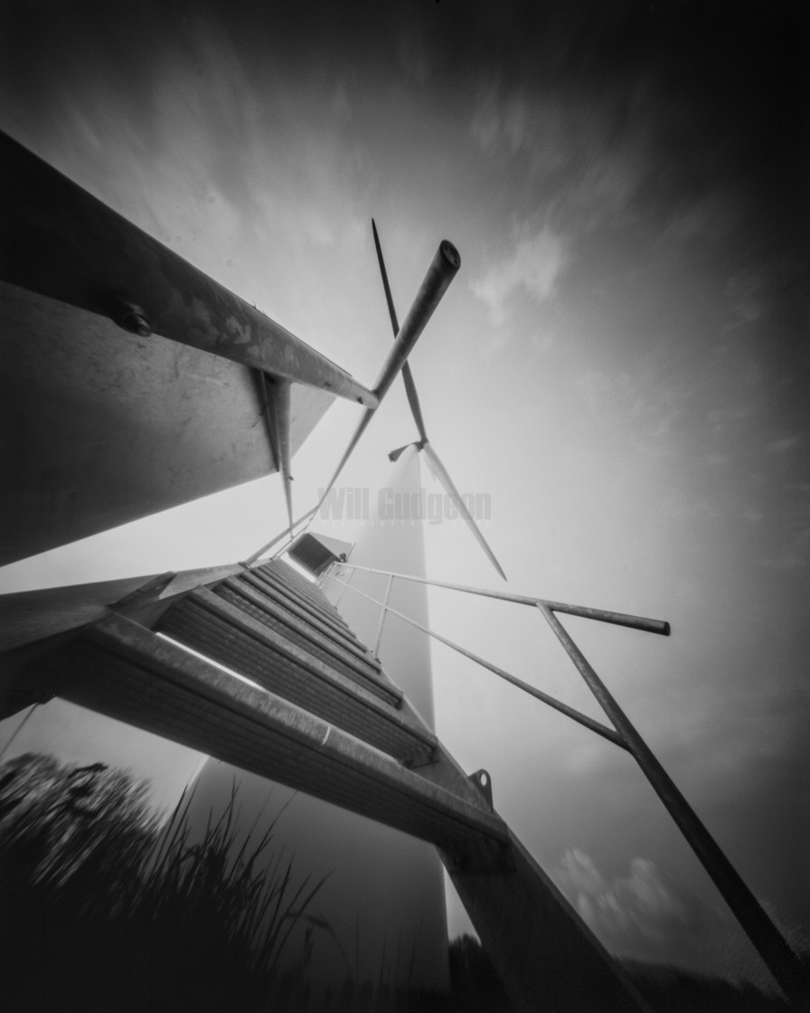 "Steps to the Wind Turbine - pinhole photo" stock image