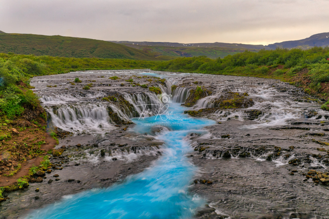 "Bruarfoss Waterfall View from Access Bridge" stock image