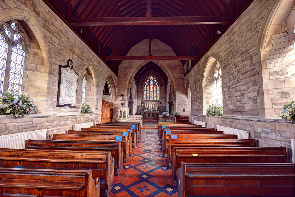 "A country church before a wedding" stock image