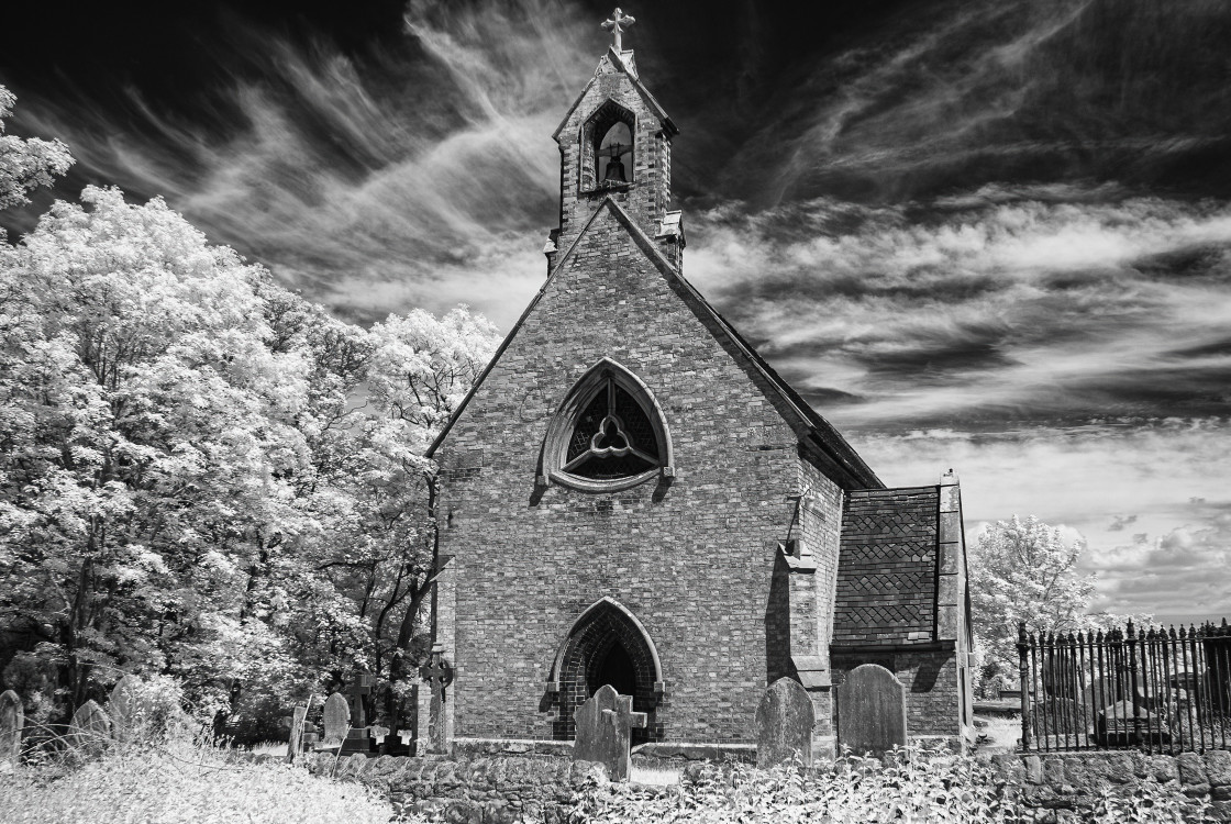 "Infrared church scene" stock image