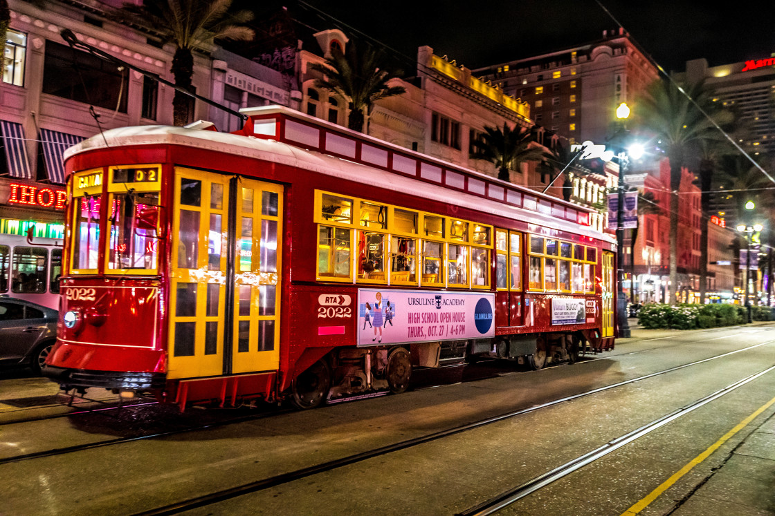 "Canal Street Line Street Car at Night" stock image