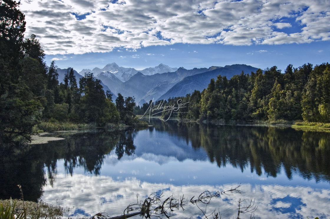 "Lake Matheson Reflection" stock image