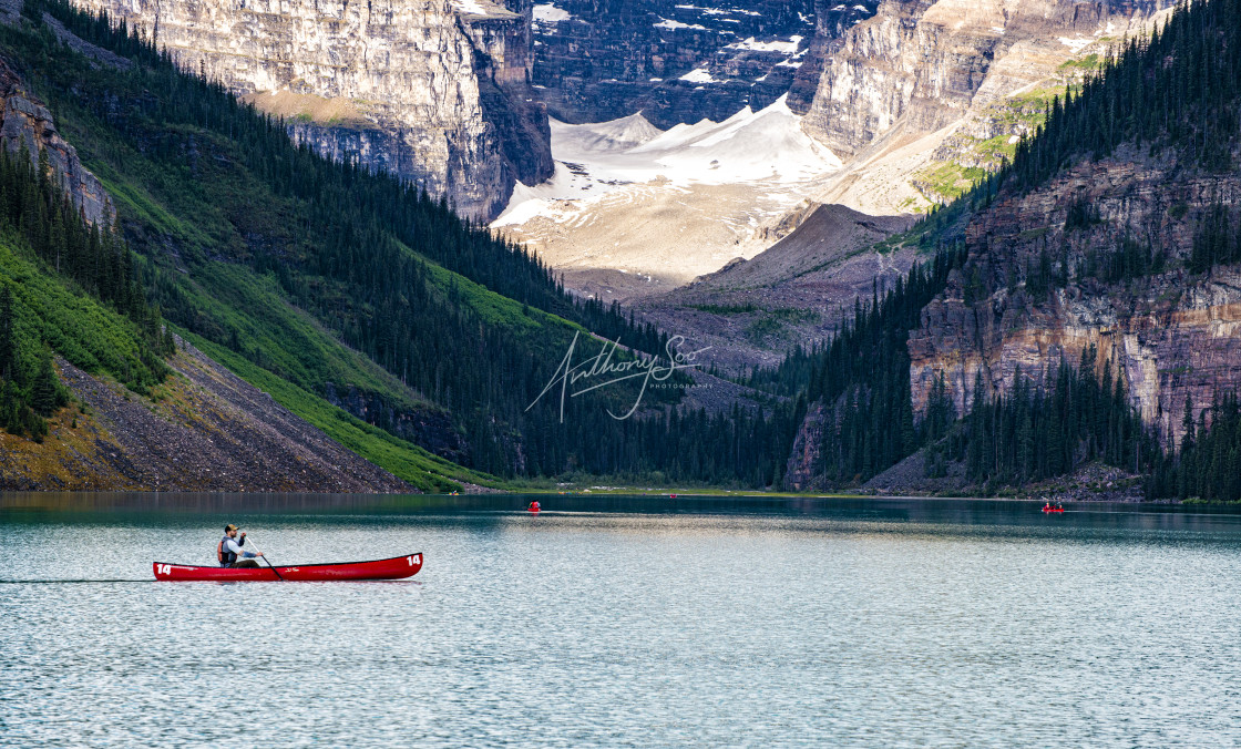 "Lake Louise Boating" stock image