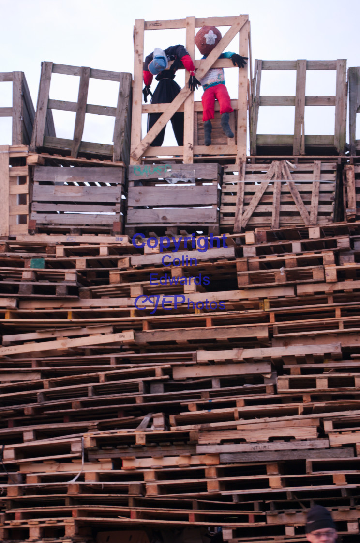 "Two guys waiting at the top of a bonfire" stock image