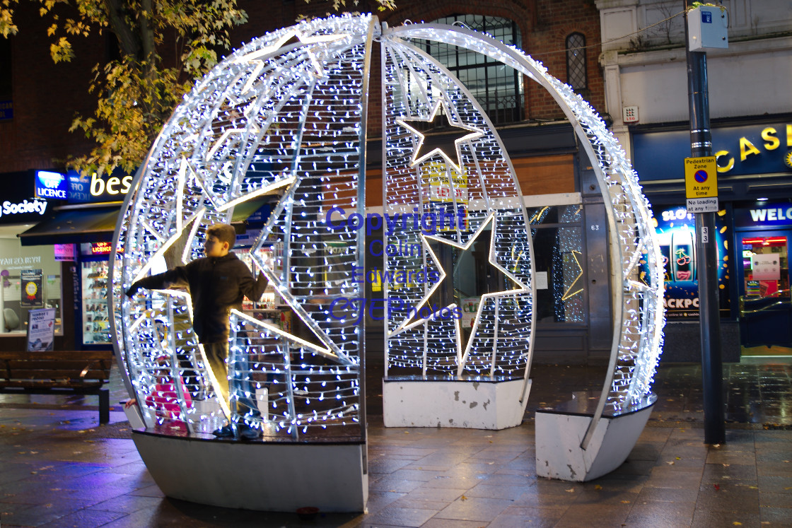 "Christmas Lights, Watford, England" stock image