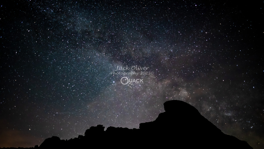 "Milky way shinning bright over Haytor's Rocks" stock image