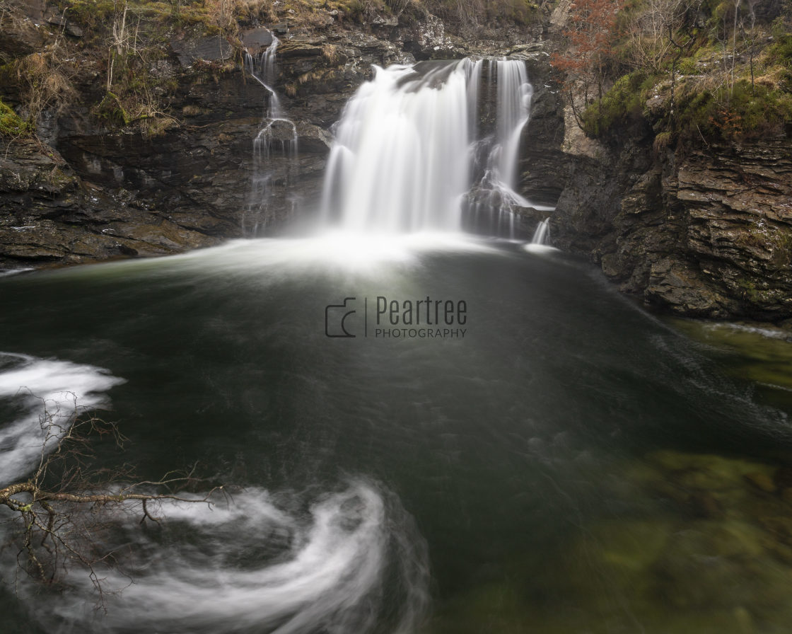 "Fast running watterfall of the 'Fall of Kalloch' in Scotland" stock image