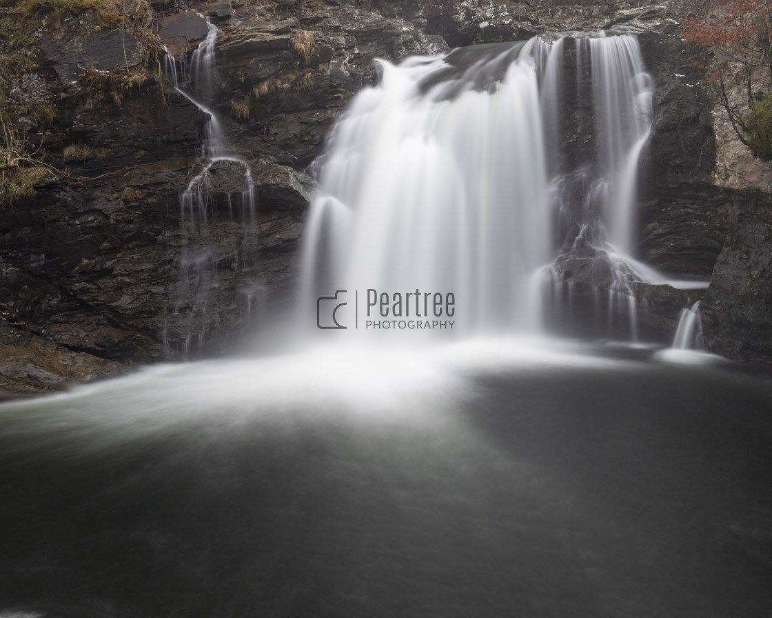 "Fast running watterfall of the 'Fall of Kalloch' in Scotland" stock image