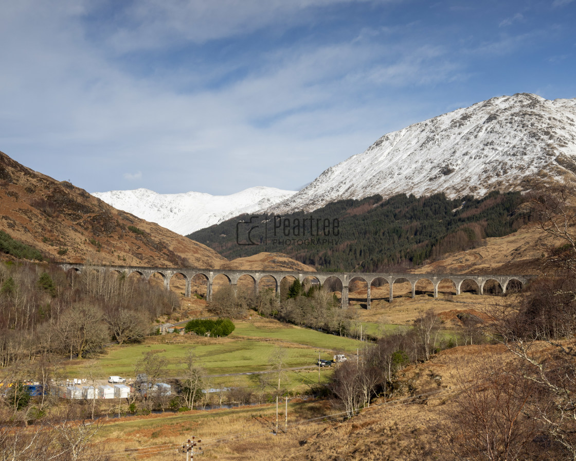 "Scenic view of Glenfinnan Viaduct in the highlands of Scotland" stock image