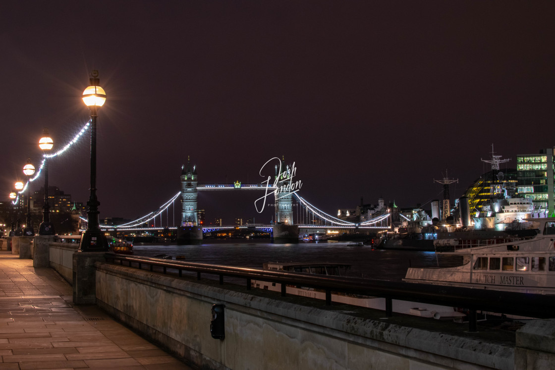 "London tower bridge at night" stock image