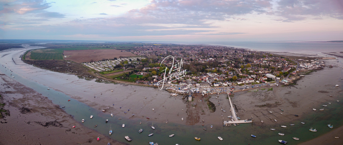 "Mersea island Panorama at golden hour" stock image