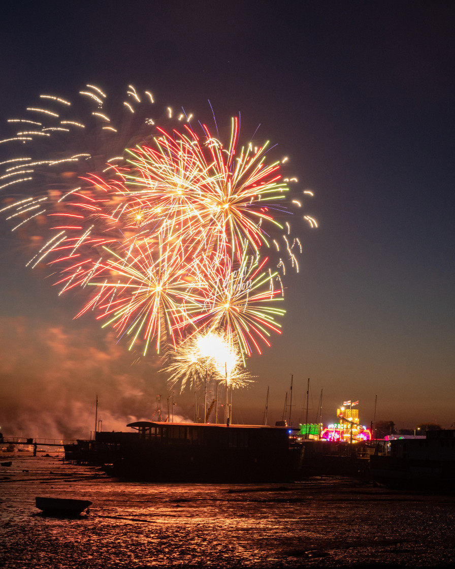 "Mersea island regatta firework show 2022" stock image