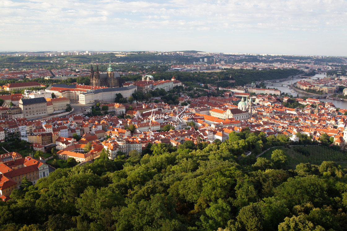 "Aerial view of Katedrála Sv. Víta" stock image