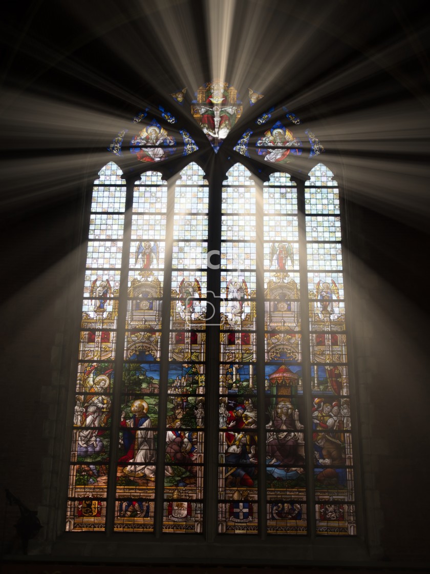 "St Bavo's Catherdal Stain Glass window" stock image