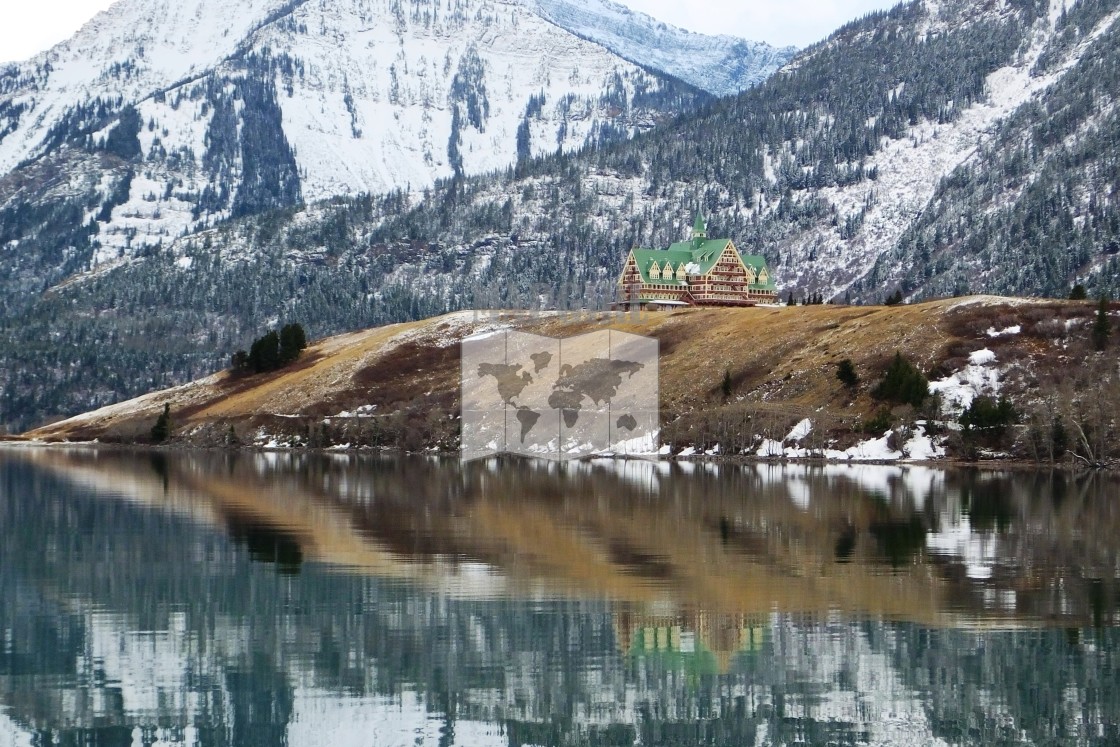 "Prince of Wales Hotel Reflection" stock image