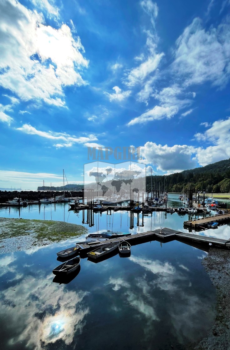 "Ganges Harbour Reflection" stock image