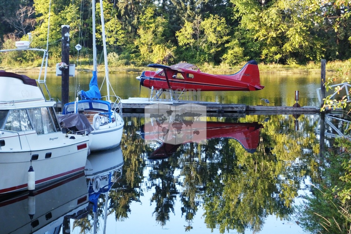 "Bush Plane Reflection" stock image