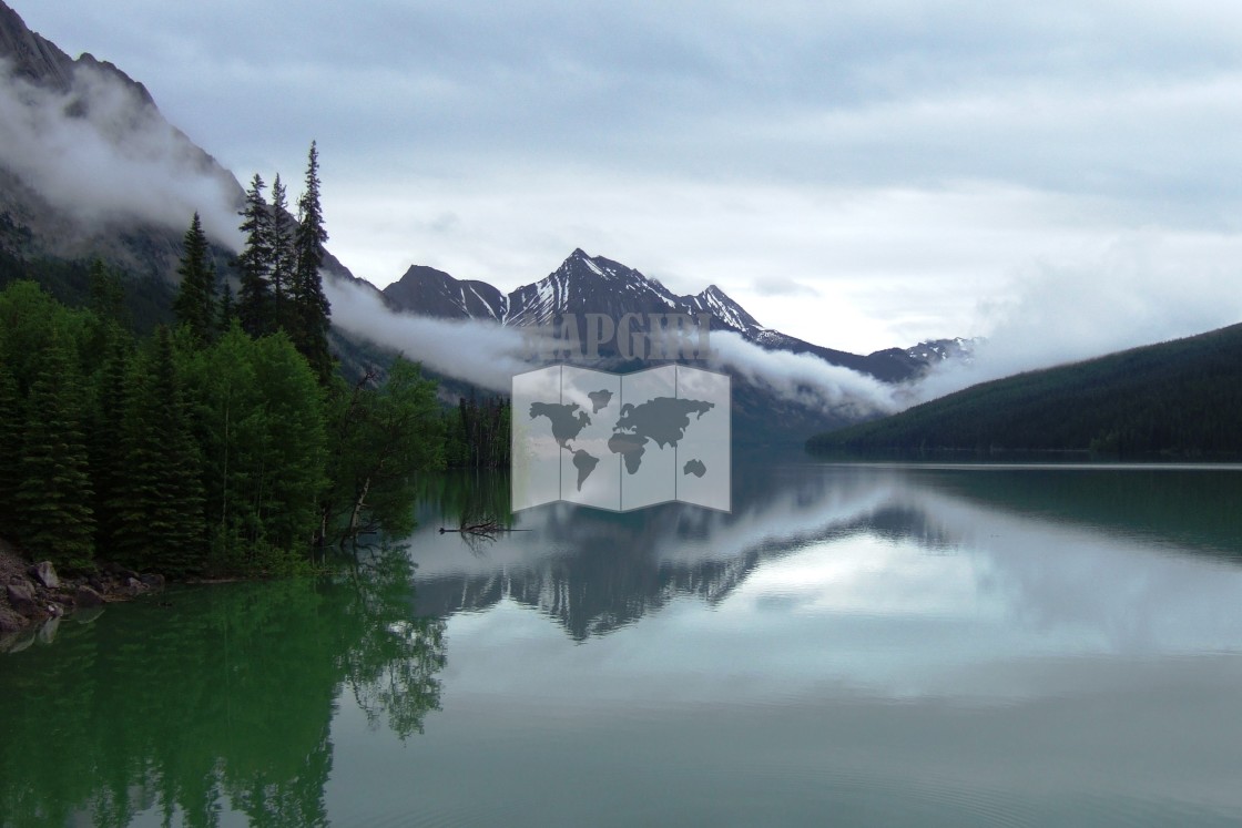 "Early morning Medicine Lake reflection" stock image