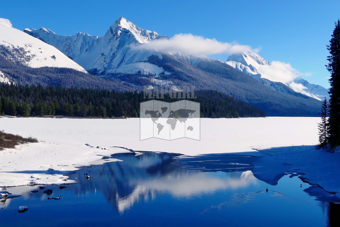 "Maligne Lake Reflection" stock image