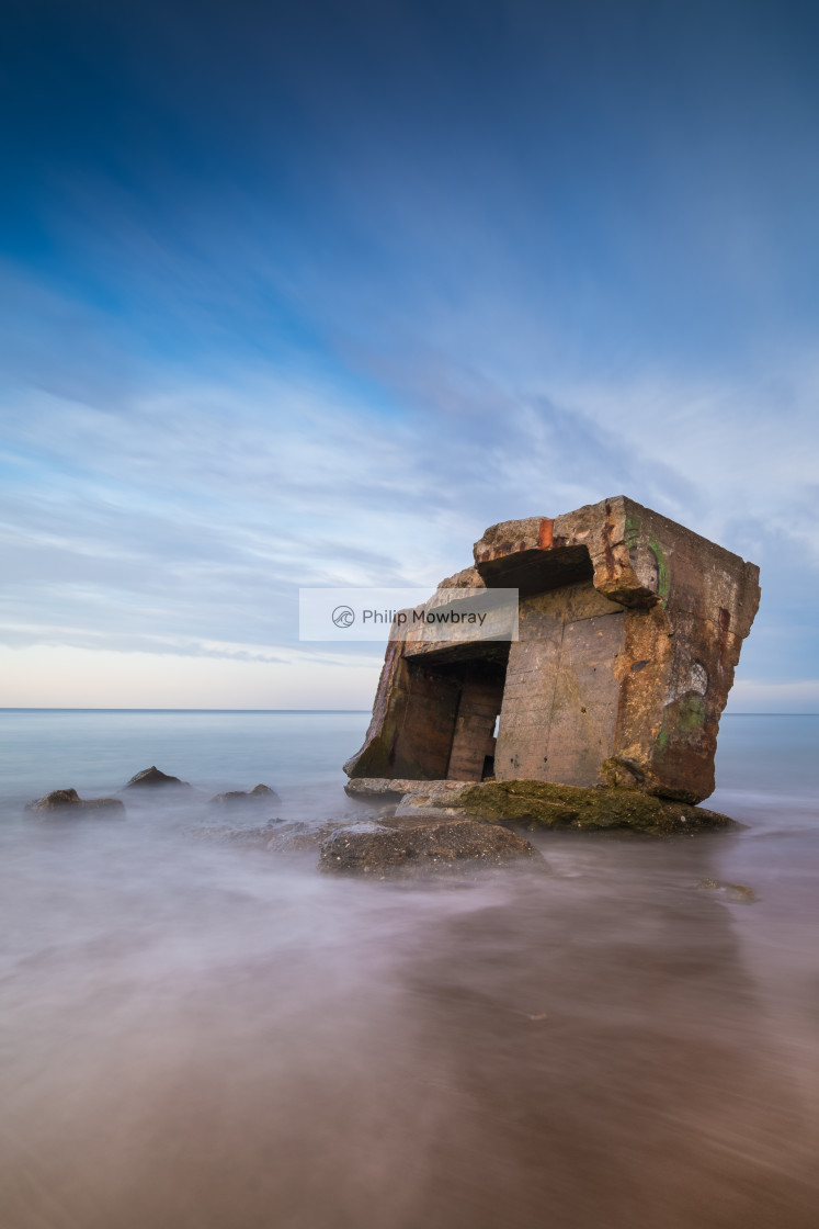 "Soft light over Cayton Bay pillbox" by Philip Mowbray - $14.79 "Soft light over Cayton Bay pillbox" stock image