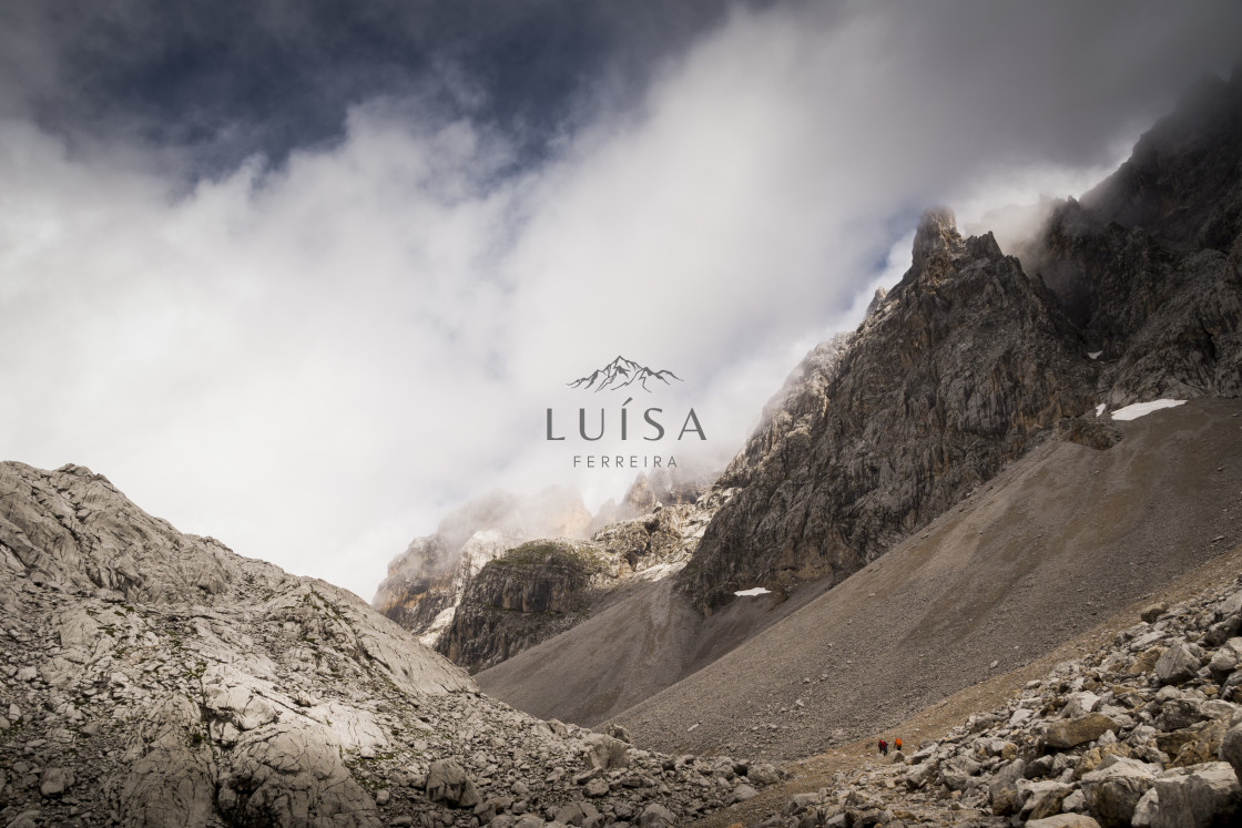 "Imposing sharp limestone peaks stand amidst the fog" by Luísa Ferreira - $12.26 "Imposing sharp limestone peaks stand amidst the fog" stock image