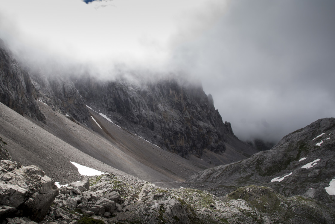 "Majestic sharp limestone peaks stand tall amidst the fog" by Luísa Ferreira - $12.26 "Majestic sharp limestone peaks stand tall amidst the fog" stock image