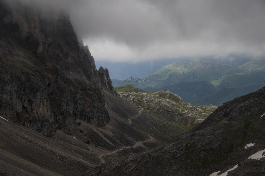 "Imposing and majestic sharp limestone peaks stand tall amidst the fog" by Luísa Ferreira - $12.29 "Imposing and majestic sharp limestone peaks stand tall amidst the fog" stock image