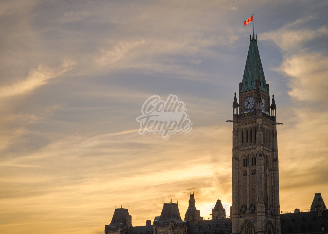 "Sunset Behind Centre Block, Parliament Hill" by Colin Temple - £4.04 "Sunset Behind Centre Block, Parliament Hill" stock image