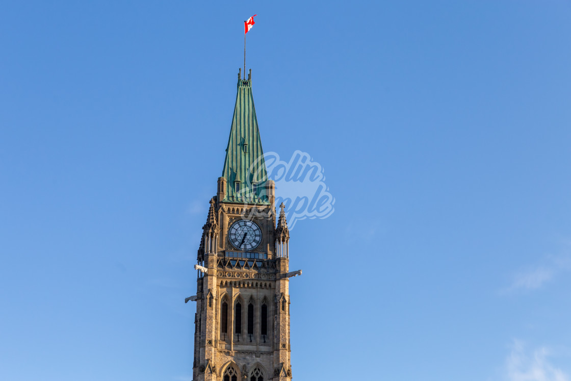 "Peace Tower against a blue sky in Ottawa, Canada" by Colin Temple - £4.04 "Peace Tower against a blue sky in Ottawa, Canada" stock image