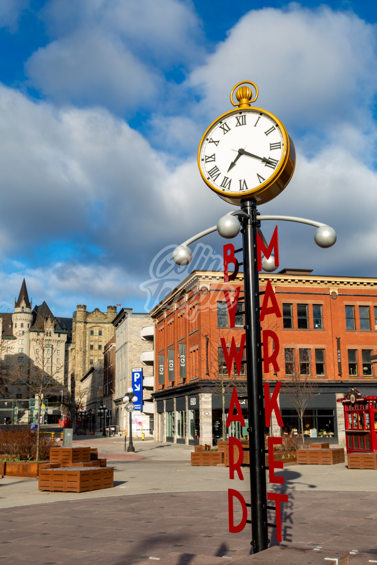 "ByWard Market Square clock and sign in Ottawa" by Colin Temple - £4.04 "ByWard Market Square clock and sign in Ottawa" stock image