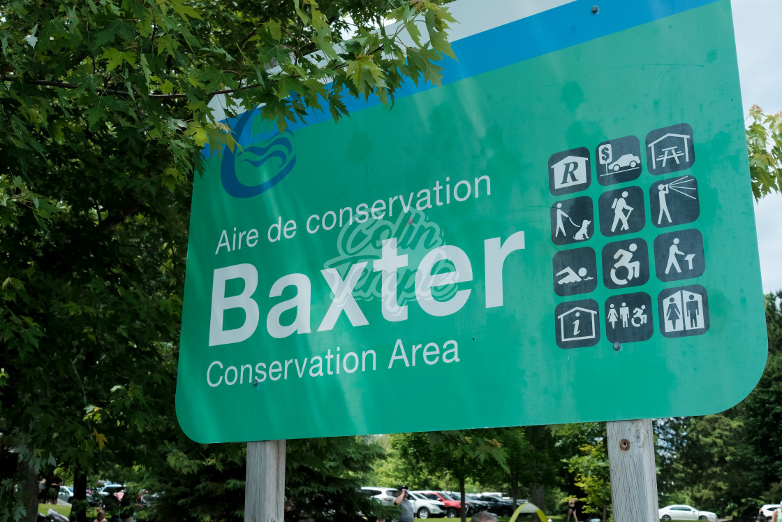 "Baxter Conservation Area sign on Rideau River" by Colin Temple - £4.04 "Baxter Conservation Area sign on Rideau River" stock image