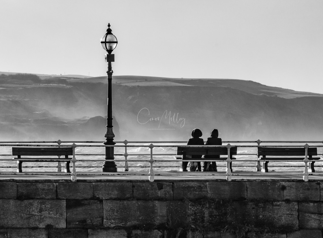 "Watching the waves" stock image