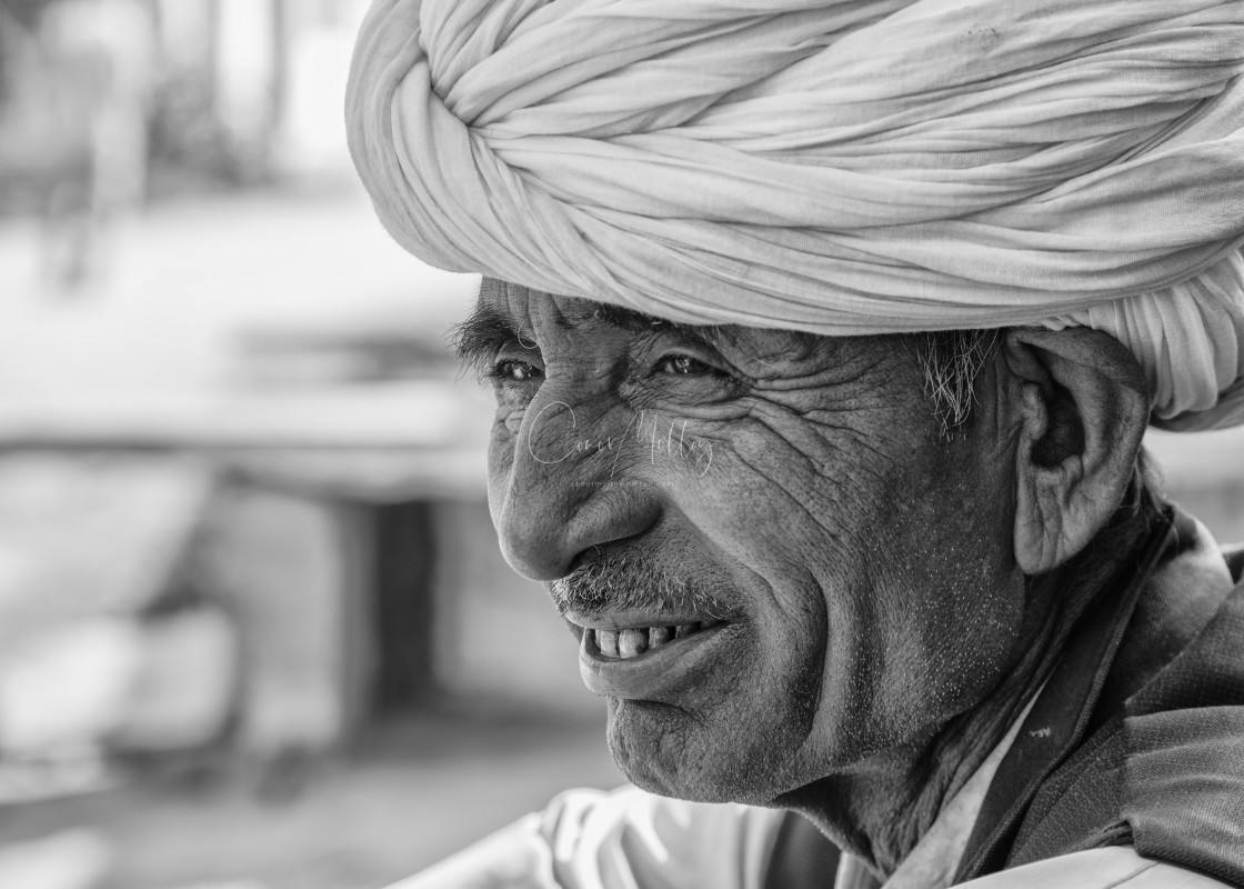 "Portrait of an Indian Man wearing turban" stock image