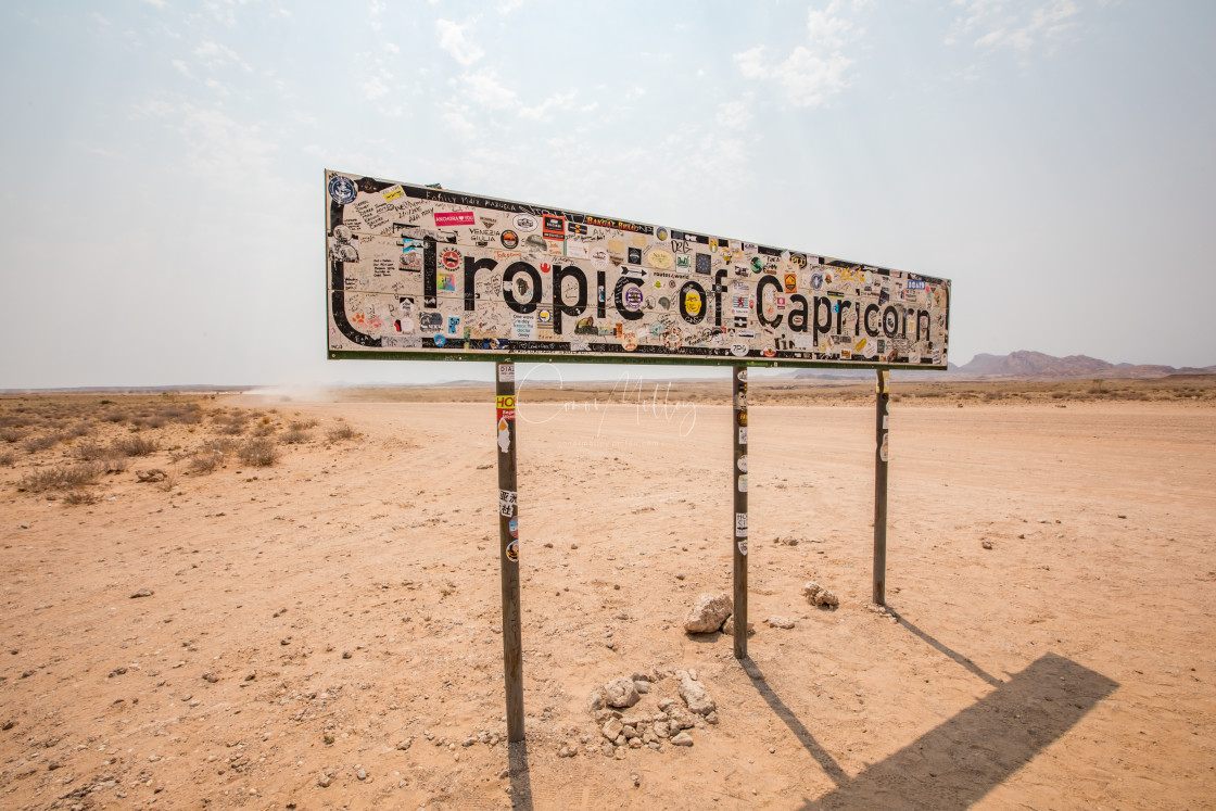 "Tropic of Capricorn sign in Namibia" stock image