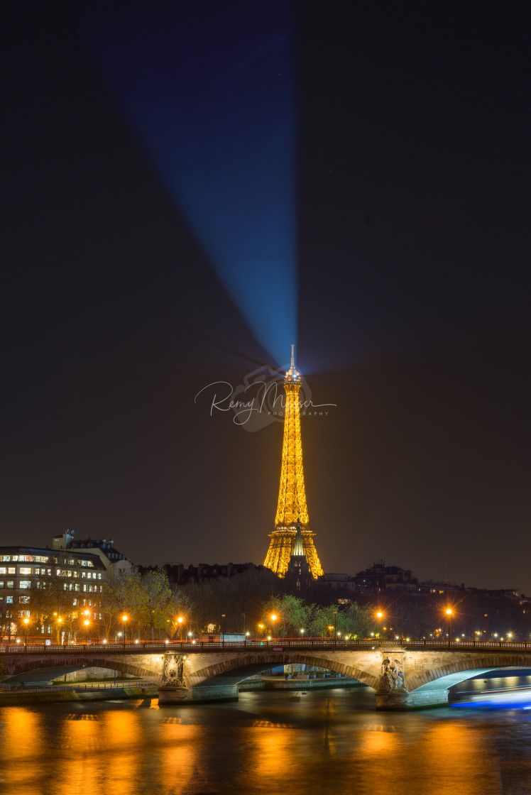 "The Eiffel tower at Paris from the river Seine in morning" by Remy Musser Premium Collection - £50.00 "The Eiffel tower at Paris from the river Seine in morning" stock image