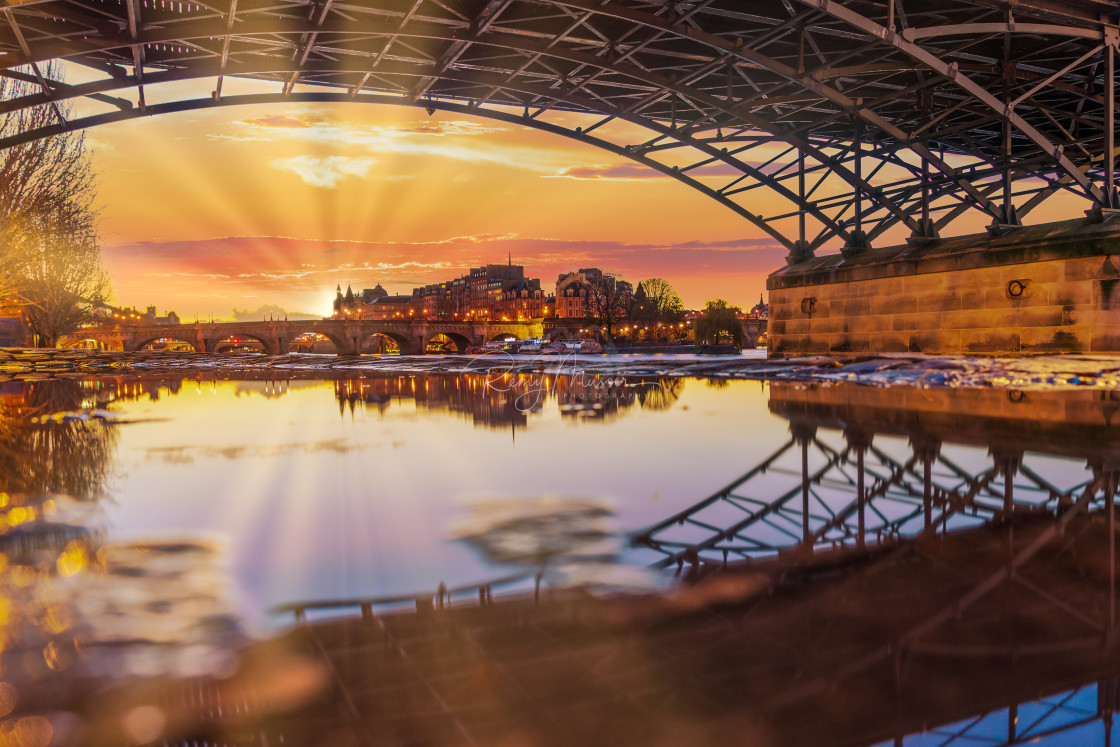 "River Seine with Pont des Arts and Institut de France at sunrise" by Remy Musser Premium Collection - £10.00 "River Seine with Pont des Arts and Institut de France at sunrise" stock image