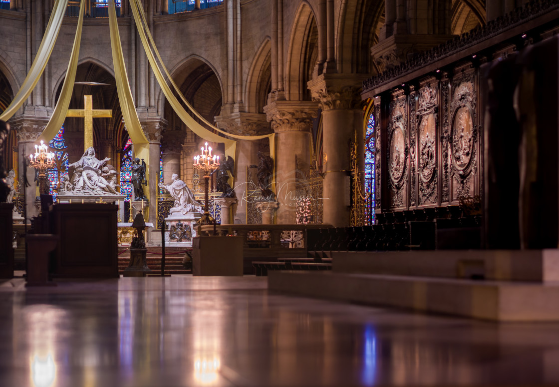 "Gothic interior of the Notre Dame de Paris Cathedral in Paris" by Remy Musser Premium Collection - £10.00 "Gothic interior of the Notre Dame de Paris Cathedral in Paris" stock image