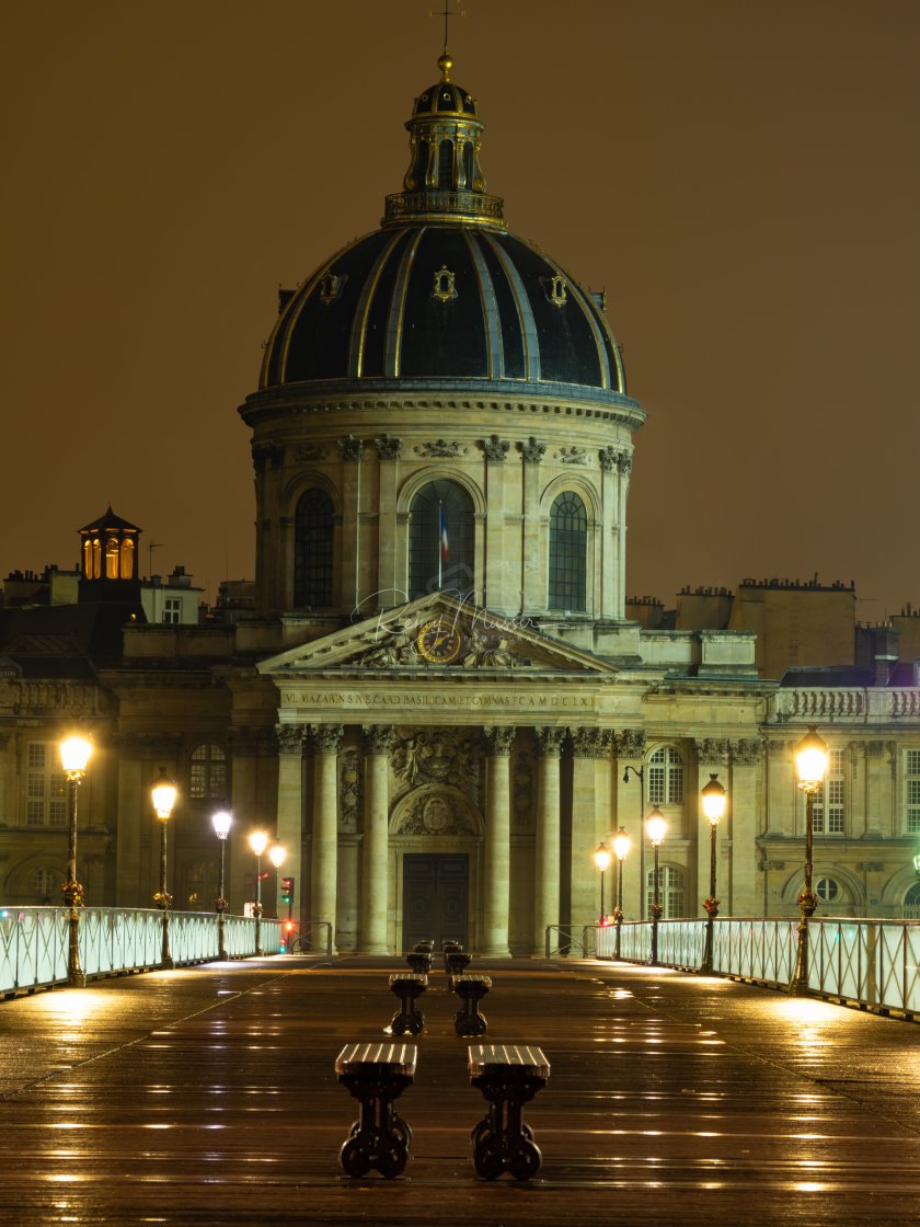 "River Seine with Pont des Arts and Institut de France at night i" by Remy Musser Premium Collection - £10.00 "River Seine with Pont des Arts and Institut de France at night i" stock image