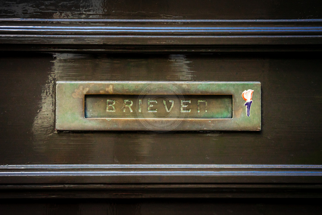 "Brass horizontal letterbox" by Urban Photo Lab - £13.50 "Brass horizontal letterbox" stock image