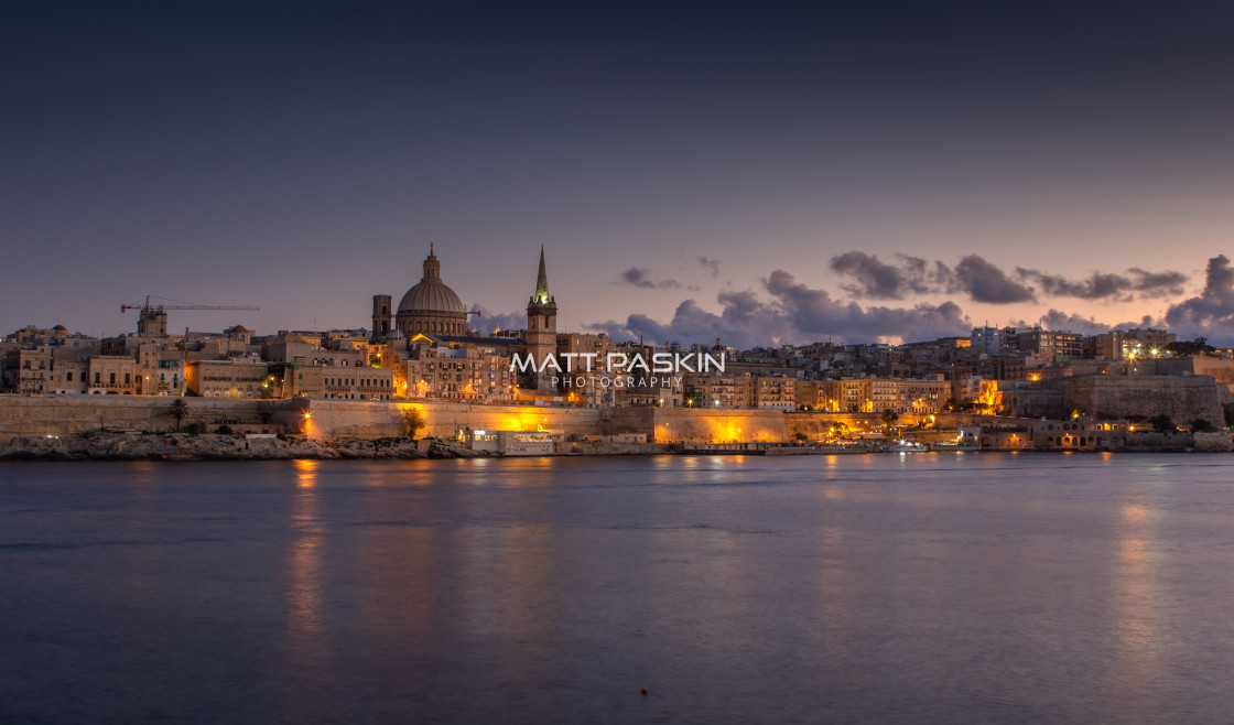 "Valletta at Dusk." stock image