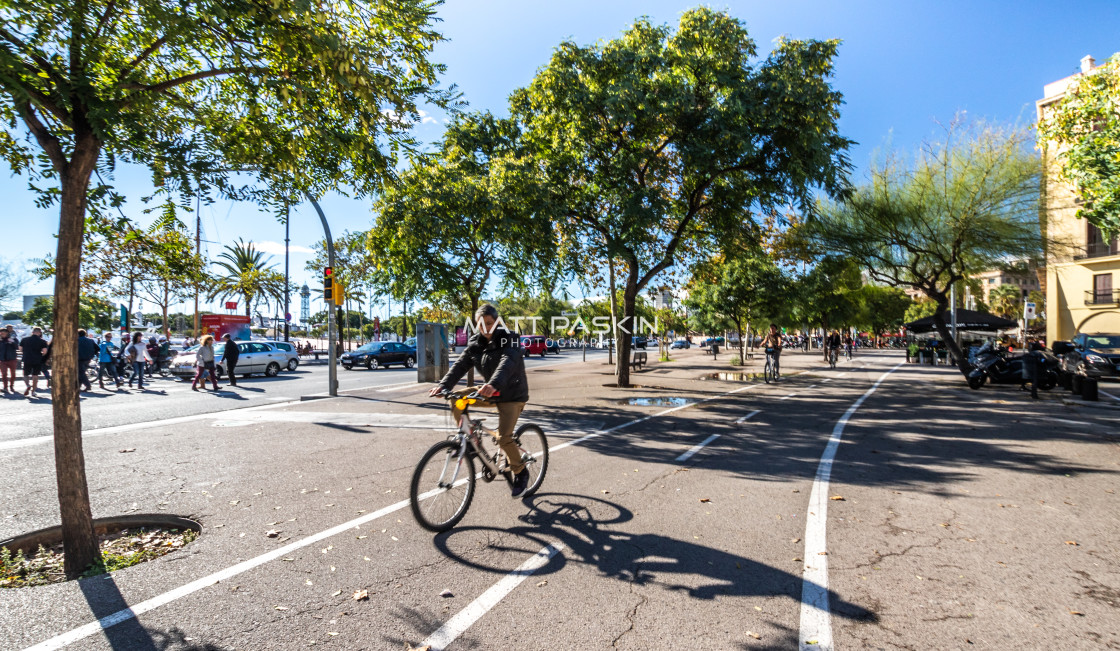 "Cycling in the Gothic Quater" stock image