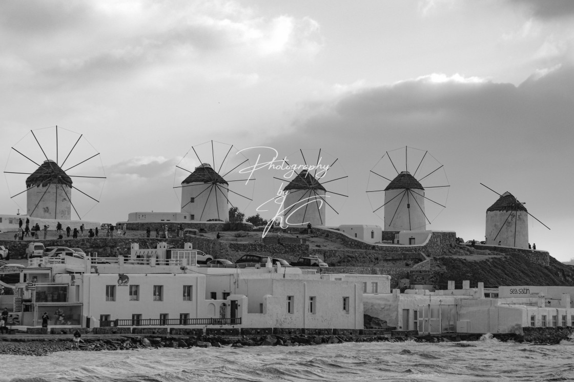 "Mykonos windmills" stock image