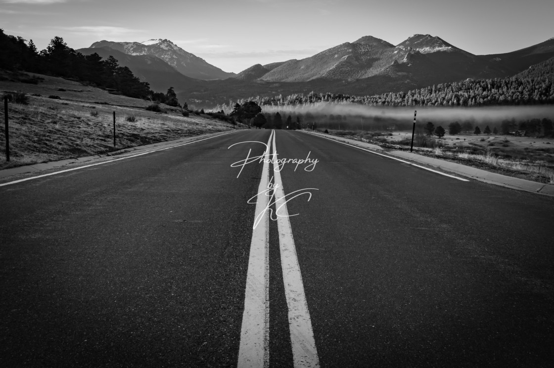 "The Long Road B&W" stock image