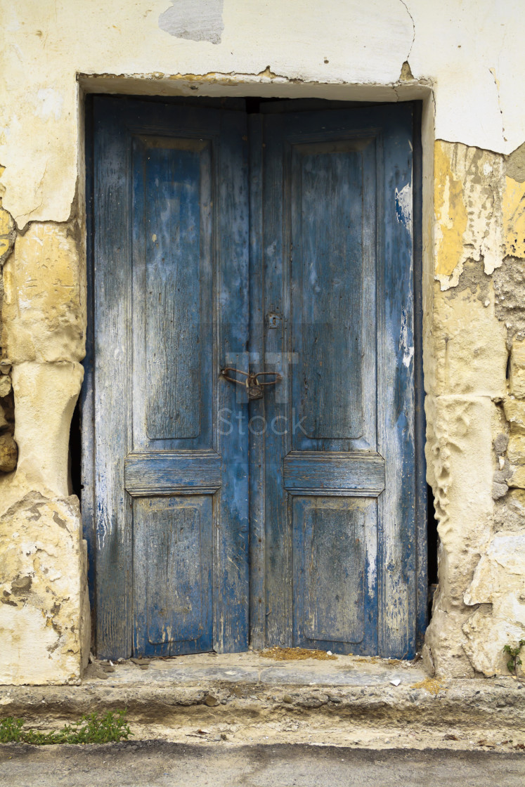 "Old ruin blue doors" stock image