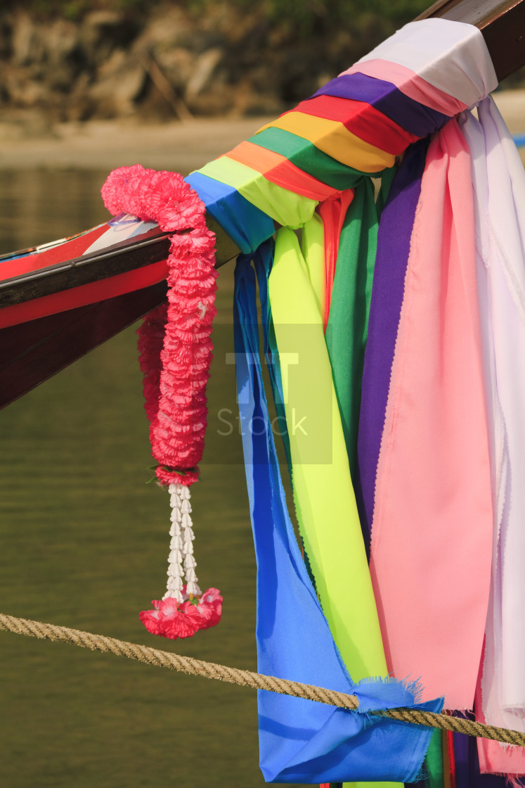 "Thai decorated fishing boat" stock image