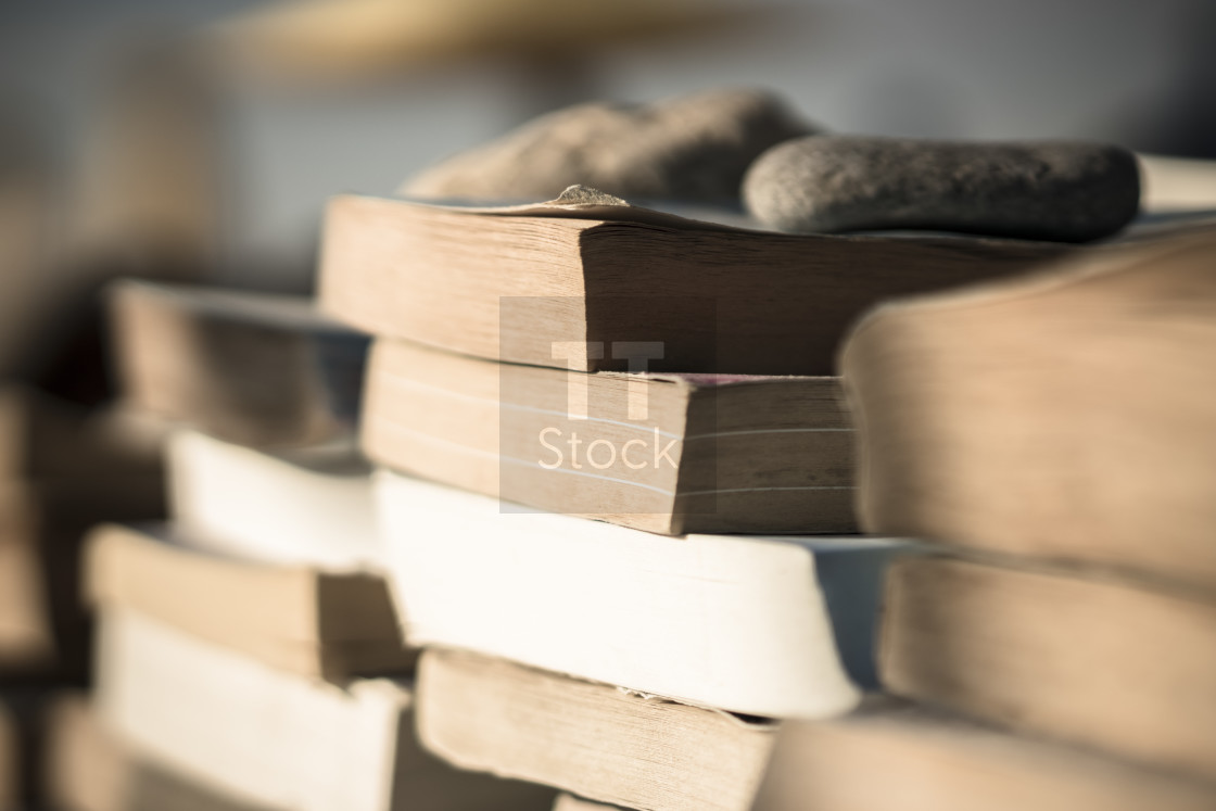 "Books on the beach 6" stock image