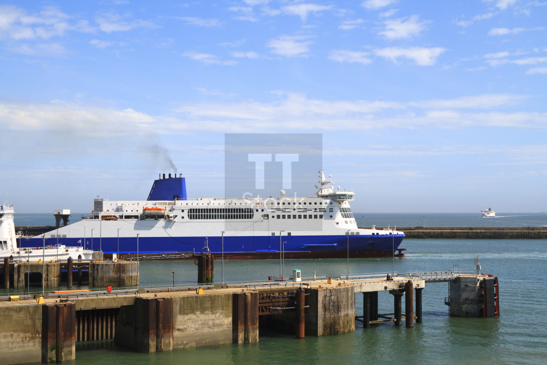 "Ship leaving Dover harbor" stock image