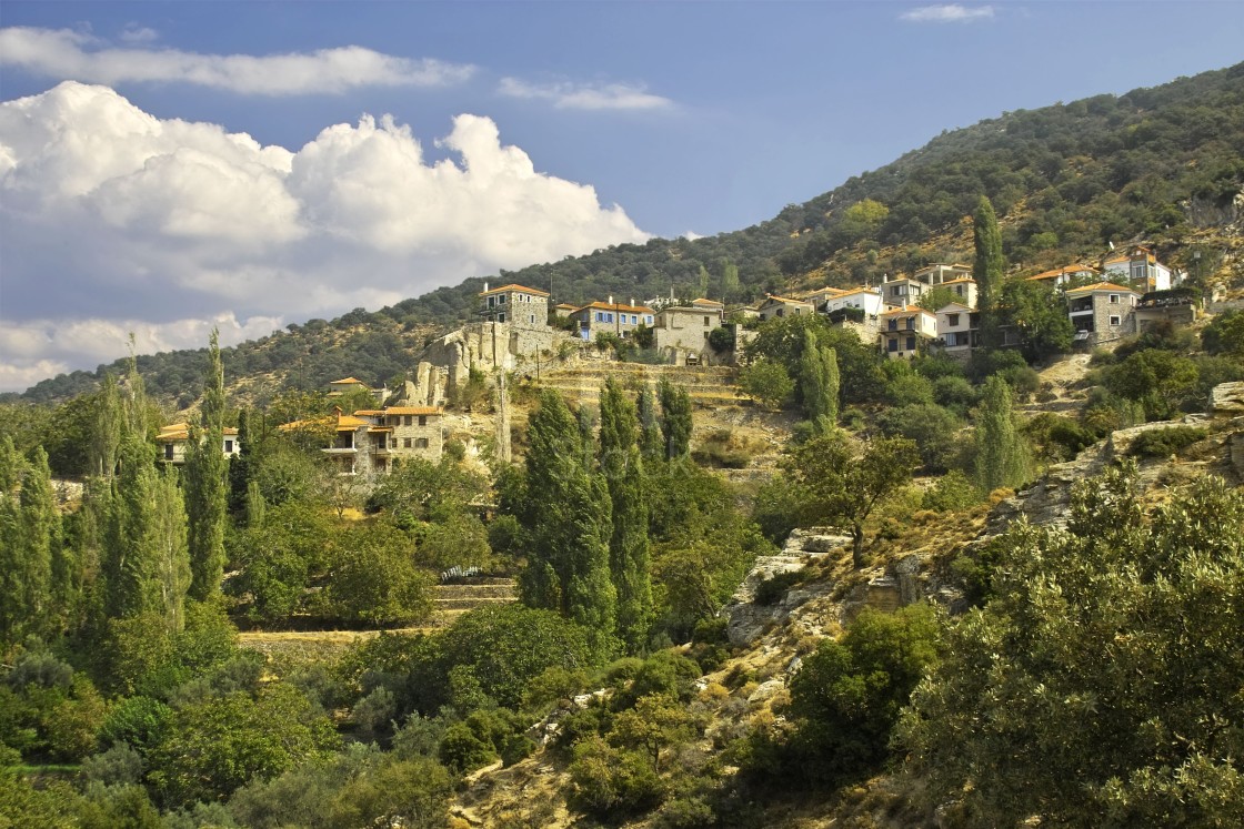 "Village in the hills" stock image